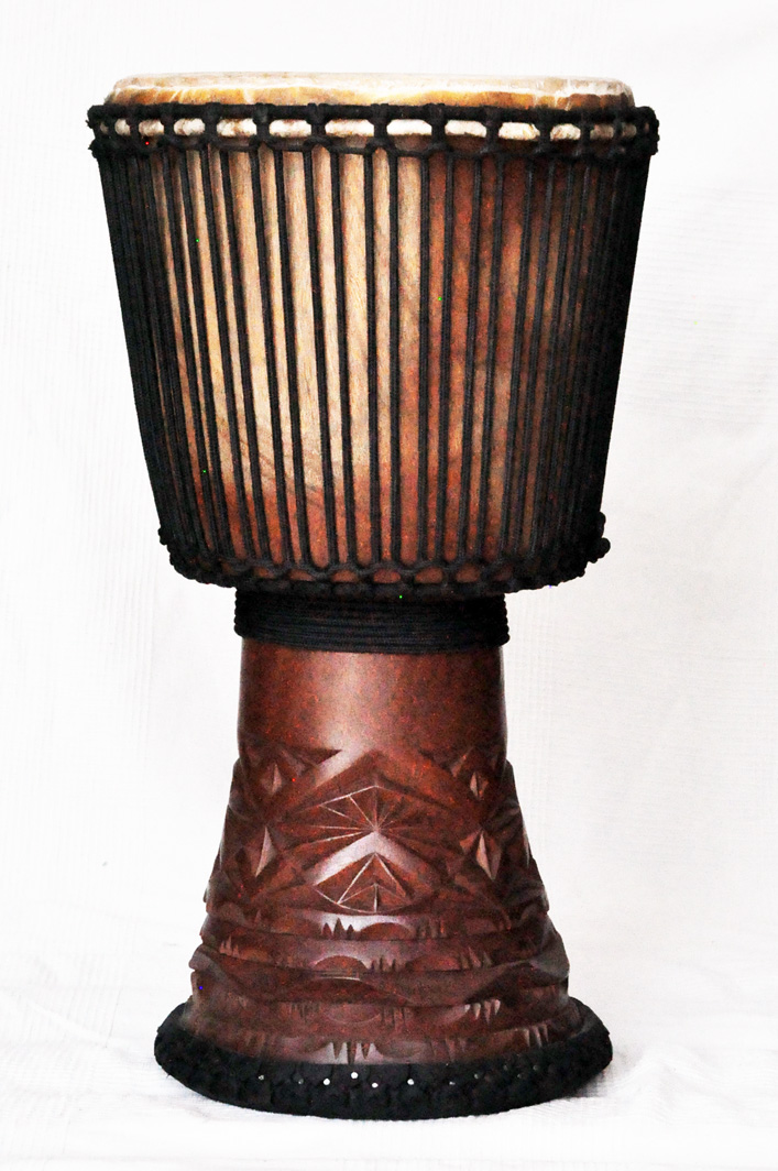 Djembe 5369 Djembe aus Guinea mit Kuhfell Kalbfell, Rinderfell