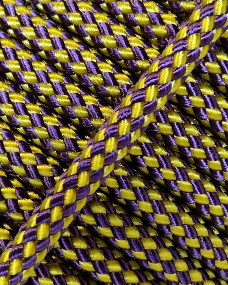 PES verstärktes Djembe Trommel Seil 5 mm Schachbrett Sonnenblumengelb / Violett 100 m