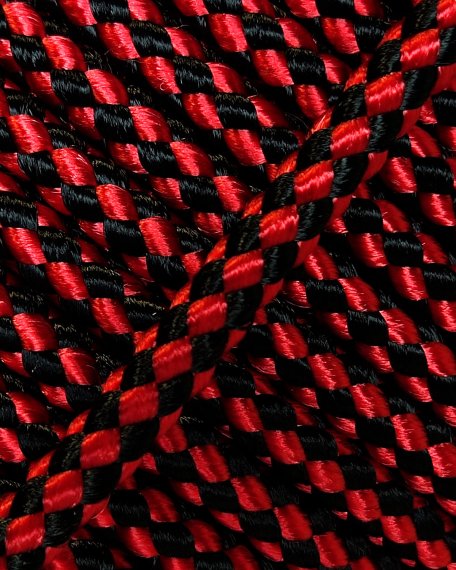 PES verstärktes Djembe Trommel Seil 5 mm Schachbrett Rot / Schwarz 20 m