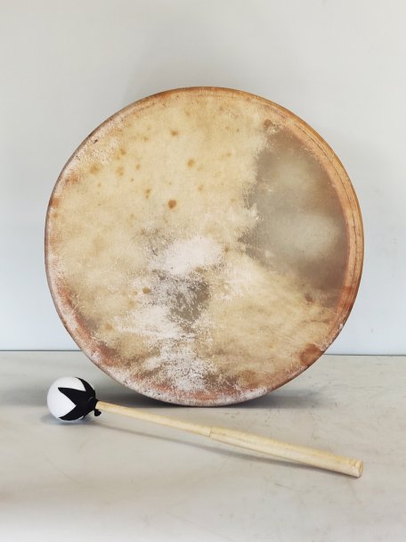 Schamanische Trommel für Zeremonien und heilige Rituale - Schamanentrommeln Rasiertes Kuhfell 14″ 