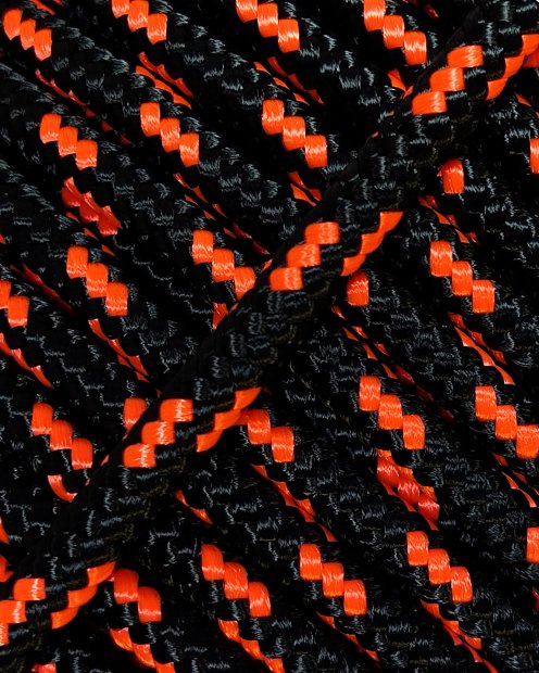 PES verstärktes Djembe Trommel Seil 4 mm Schwarz / Neonorange 10 m