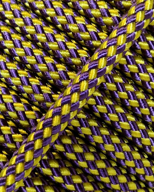PES verstärktes Djembe Trommel Seil 5 mm Schachbrett Sonnenblumengelb / Violett 20 m
