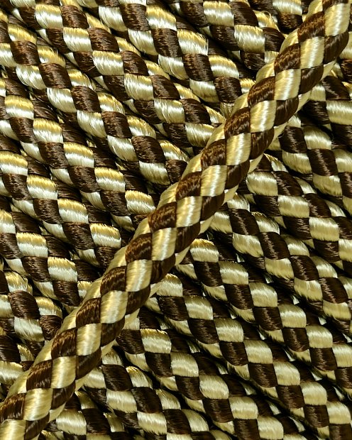 PES verstärktes Djembe Trommel Seil 5 mm Schachbrett Braun / Sand 20 m