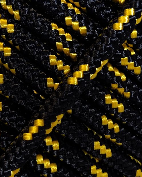 PES verstärktes Djembe Trommel Seil 4 mm Schwarz / Neongelb 100 m