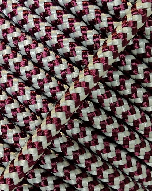 PES verstärktes Djembe Trommel Seil 5 mm Zigzag Bordeauxrot / Grau 100 m