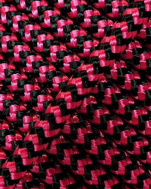 PES verstärktes Djembe Trommel Seil 5 mm Zigzag Himbeere / Schwarz 100 m
