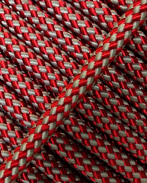 PES verstärktes Djembe Trommel Seil 5 mm Schachbrett Rot / Grau 100 m