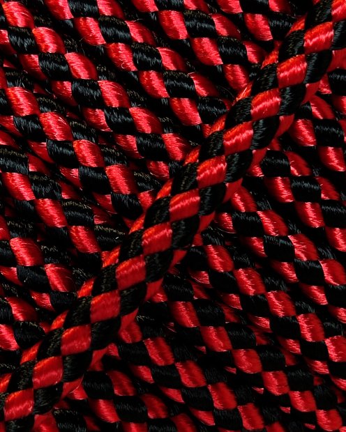 PES verstärktes Djembe Trommel Seil 5 mm Schachbrett Rot / Schwarz 100 m