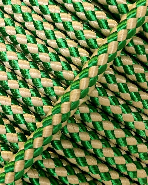 PES verstärktes Djembe Trommel Seil 5 mm Schachbrett Grün / Beige 100 m