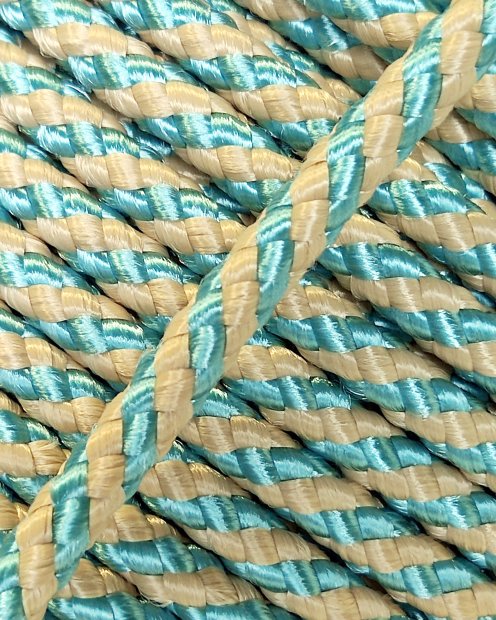 PES verstärktes Djembe Trommel Seil 5 mm Diagonale Pastellblau / Beige 100 m