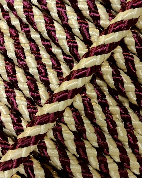 PES verstärktes Djembe Trommel Seil 5 mm Diagonale Bordeauxrot / Beige 100 m
