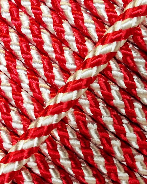 PES verstärktes Djembe Trommel Seil 5 mm Diagonale Rot / Weiß 100 m