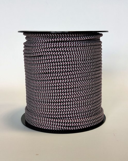 PES verstärktes Djembe Trommel Seil 5 mm Zigzag Bordeauxrot / Grau 100 m