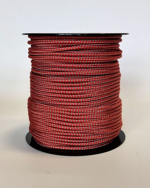 PES verstärktes Djembe-Tau 5 mm Zigzag Rot / Messing 100 m