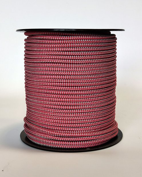 PES verstärktes Djembe Trommel Seil 5 mm Schachbrett Rot / Grau 100 m