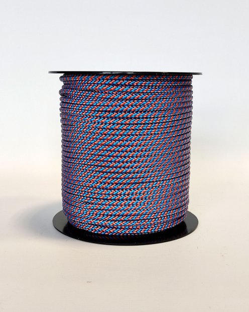 PES verstärktes Djembe Trommel Seil 5 mm Diagonale Blau / Kupfer 100 m