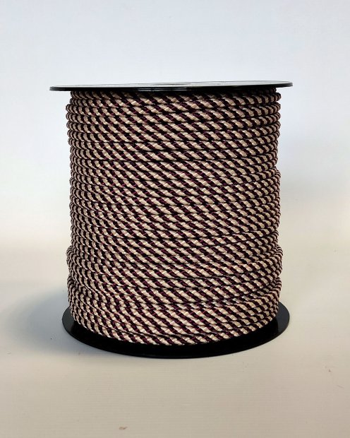 PES verstärktes Djembe Trommel Seil 5 mm Diagonale Bordeauxrot / Beige 100 m