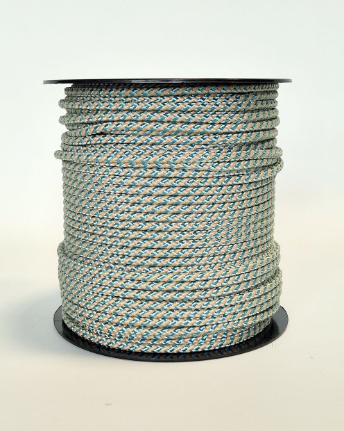 PES verstärktes Djembe Trommel Seil 5 mm Diagonale Pastellblau / Beige 100 m