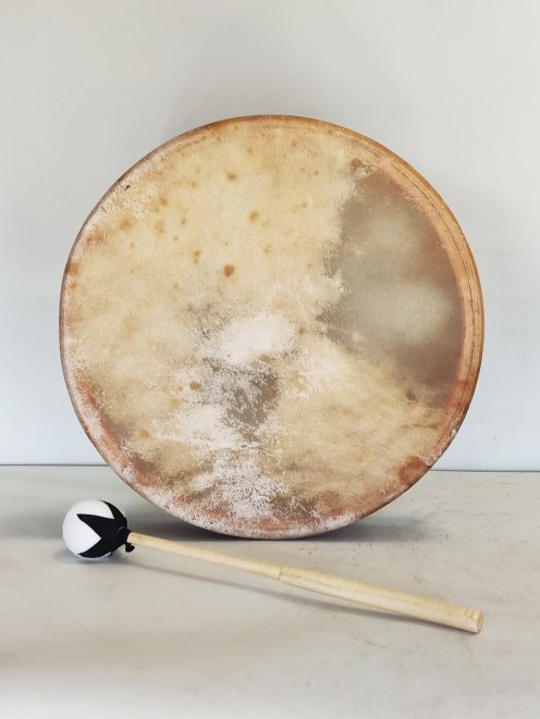 Schamanische Trommel für Zeremonien und heilige Rituale - Schamanentrommeln Rasiertes Kuhfell 14″ 