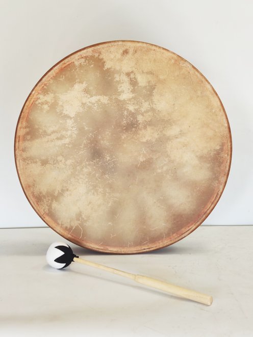 Schamanische Trommel für Zeremonien und heilige Rituale - Schamanentrommeln Enthaartes Kuhfell 18″ 