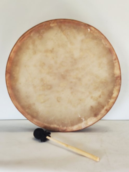 Schamanische Trommel für Zeremonien und heilige Rituale - Schamanentrommeln Enthaartes Kuhfell 20″ 