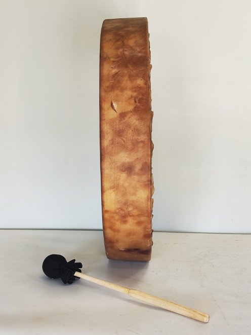 Schamanische Trommel für Zeremonien und heilige Rituale - Schamanentrommeln Enthaartes Kuhfell 20″ 