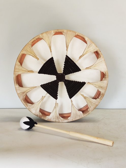 Schamanische Trommel für Zeremonien und heilige Rituale - Schamanentrommeln Enthaartes Ziegenfell 14″ 