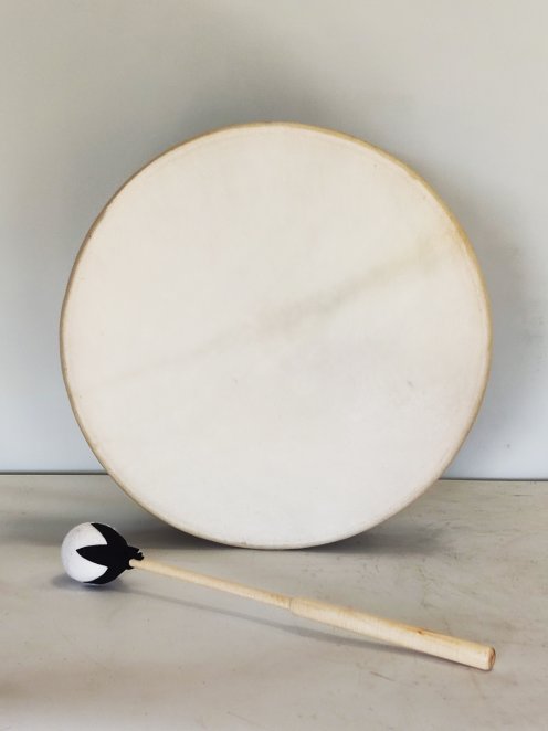 Schamanische Trommel für Zeremonien und heilige Rituale - Schamanentrommeln Enthaartes Ziegenfell 14″ 