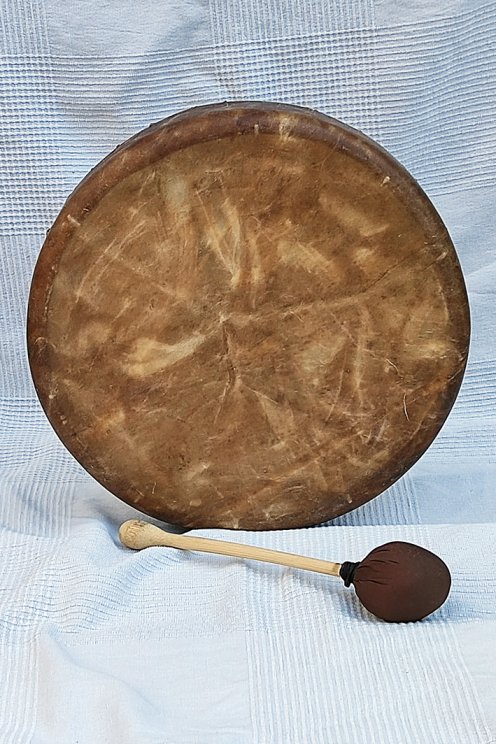 Schamanische Ritualtrommel (Schamanentrommel) mit Rothirschfell