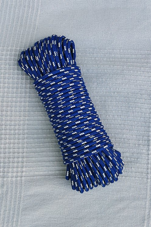 PES verstärktes Djembe Trommel Seil 5 mm Bleu de France / Ecru 20 m