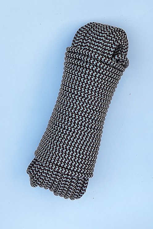 PES verstärktes Djembe Trommel Seil 5 mm Zigzag Bordeauxrot / Grau 20 m