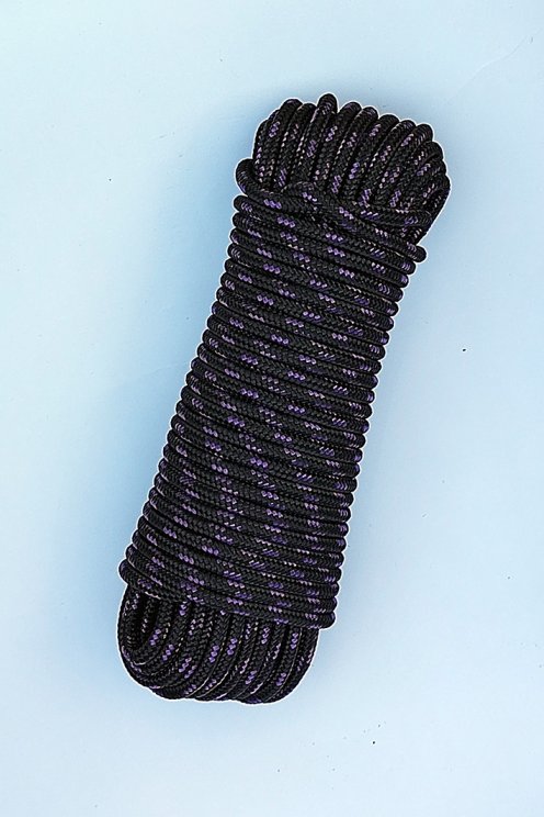 Geflochtenes Tau mit Kern Ø5 mm schwarz violett Garn 20 m - Djembe Trommel Seil