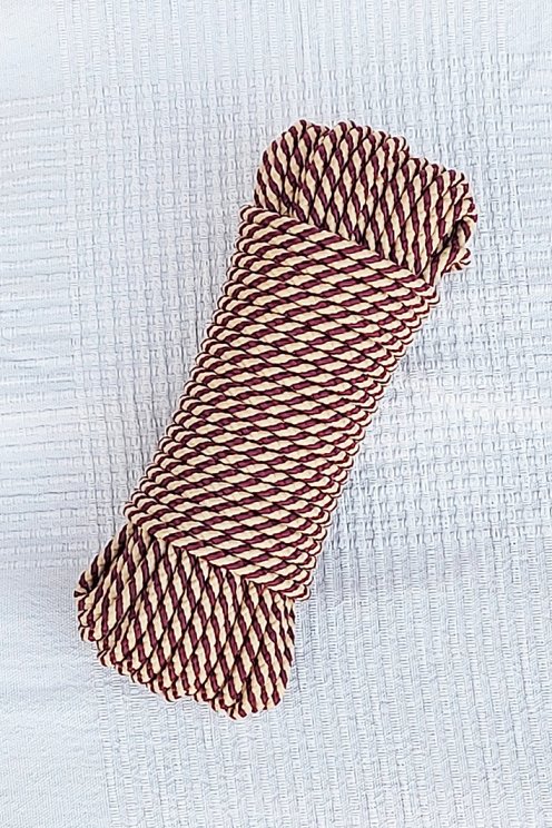 PES verstärktes Djembe Trommel Seil 5 mm Diagonale Bordeauxrot / Beige 20 m