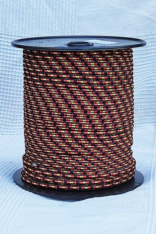 PES verstärktes Djembe-Seil 6 mm Schwarz / Spanien 100 m