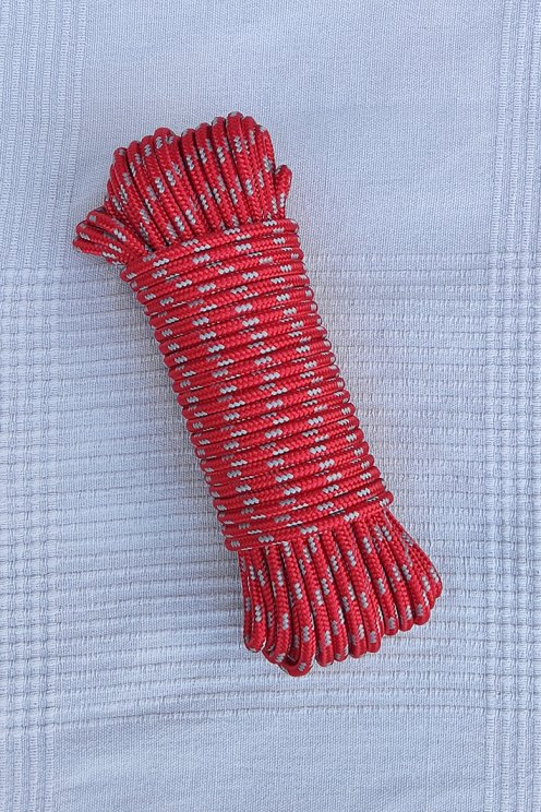 PES verstärktes Djembe Trommel Seil 5 mm Rot / Grau 20 m