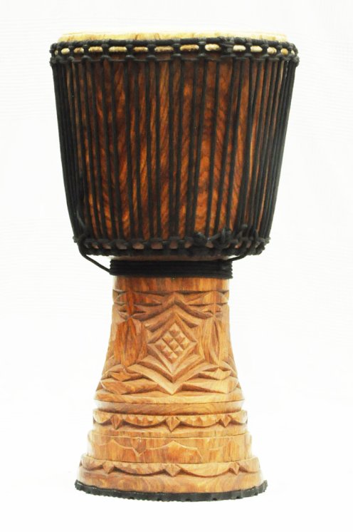 Djembe aus Guinea mit Kuhfell - Kalbfell, Rinderfell, Stierfell oberklasse Djembe Trommel