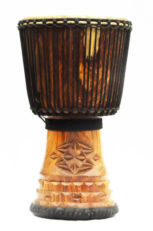 Djembe aus Guinea mit Kuhfell - Kalbfell, Rinderfell, Stierfell oberklasse Djembe Trommel