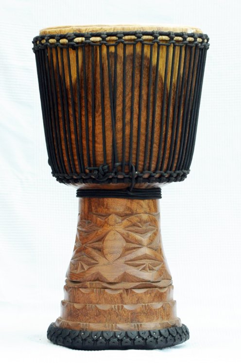 Djembe aus Guinea mit Kuhfell - Kalbfell, Rinderfell, Stierfell oberklasse Djembe Trommel