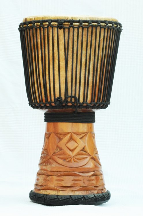 Djembe aus Guinea mit Kuhfell - Kalbfell, Rinderfell, Stierfell oberklasse Djembe Trommel