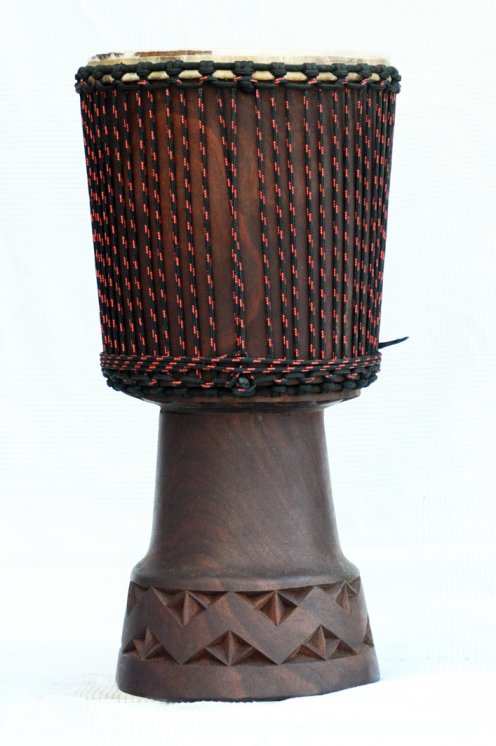 Profi Djembe mit Kuhfell - Große Mahagoni Top Djembe Trommel aus Mali