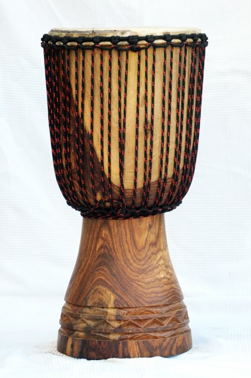 Profi Djembe mit Kuhfell - Große Rosenholz Top Djembe Trommel aus Mali