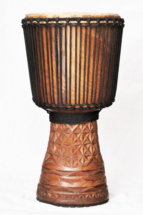Djembe aus Guinea mit Kuhfell - Kalbfell, Rinderfell, Stierfell oberklasse Djembe Trommel