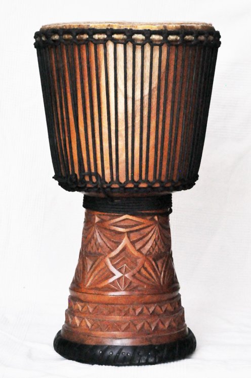 Djembe aus Guinea mit Kuhfell - Kalbfell, Rinderfell, Stierfell oberklasse Djembe Trommel