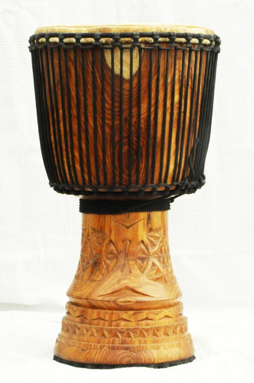 Djembe aus Guinea mit Kuhfell - Kalbfell, Rinderfell, Stierfell oberklasse Djembe Trommel