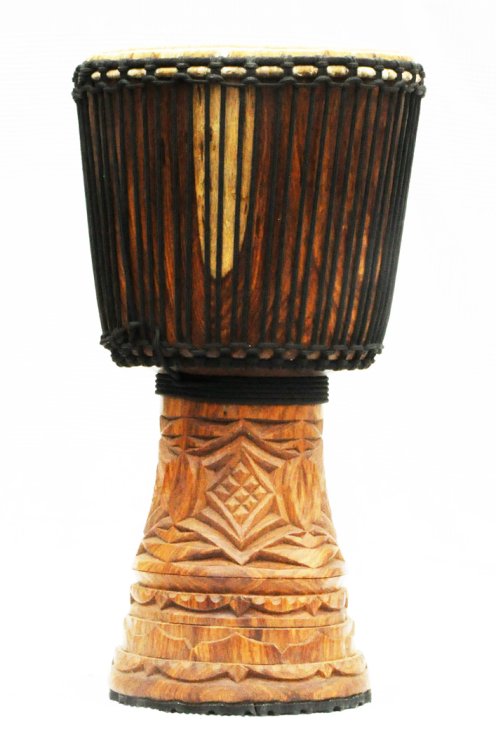 Djembe aus Guinea mit Kuhfell - Kalbfell, Rinderfell, Stierfell oberklasse Djembe Trommel