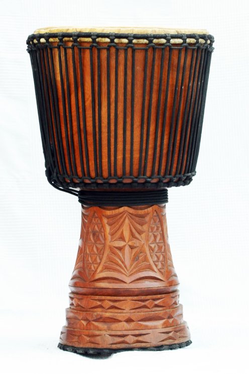 Djembe aus Guinea mit Kuhfell - Kalbfell, Rinderfell, Stierfell oberklasse Djembe Trommel