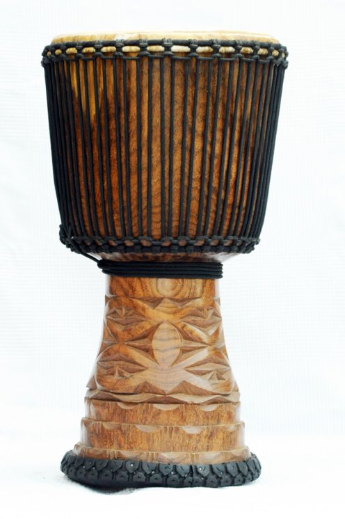 Djembe aus Guinea mit Kuhfell - Kalbfell, Rinderfell, Stierfell oberklasse Djembe Trommel