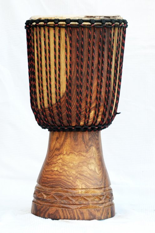 Profi Djembe mit Kuhfell - Große Rosenholz Top Djembe Trommel aus Mali