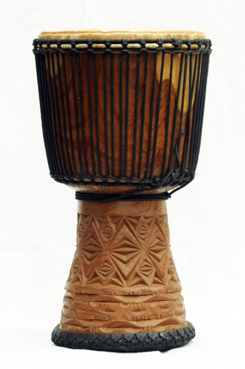 Djembe aus Guinea mit Kuhfell - Kalbfell, Rinderfell, Stierfell oberklasse Djembe Trommel