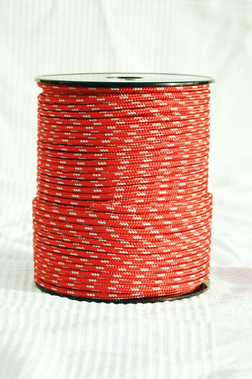 PES verstärktes Djembe Trommel Seil 4 mm Rot / Grau 100 m